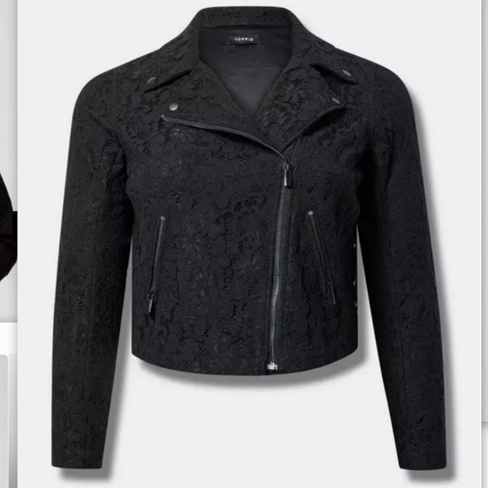 NEW! TORRID BLACK CROCHET LACE MOTTO JACKET-SIZE 3